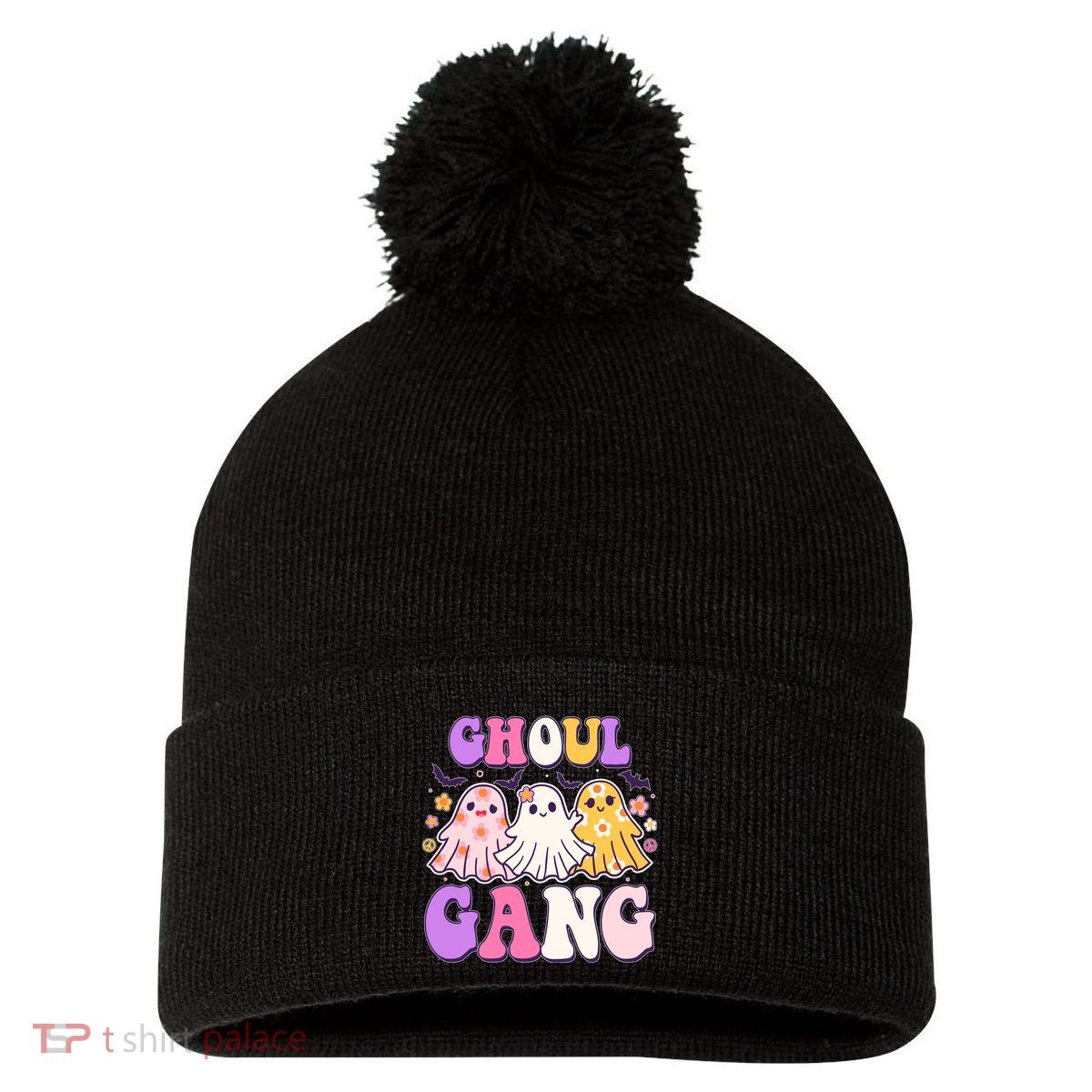 Cute Funny Retro Ghoul Gang Ghosts Pom Pom 12in Knit Beanie