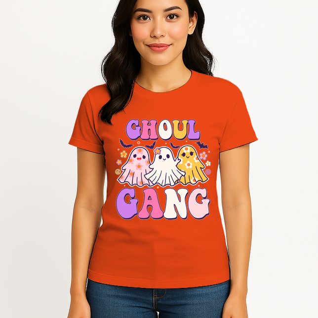 Cute Funny Retro Ghoul Gang Ghosts Womens T-Shirt