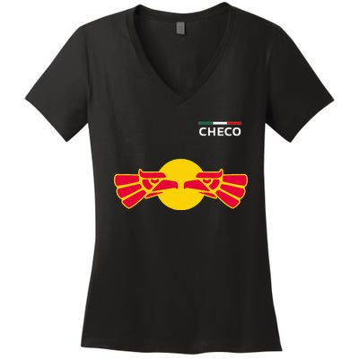 Checo Formula Racing Driver Fan Team Funny Hecho En Mexico Women's V-Neck T-Shirt