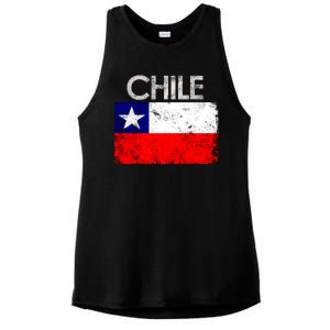 Chilean Flag Retro Chile Ladies PosiCharge Tri-Blend Wicking Tank