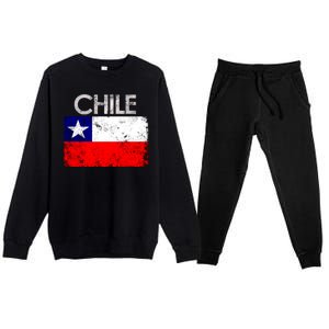 Chilean Flag Retro Chile Premium Crewneck Sweatsuit Set