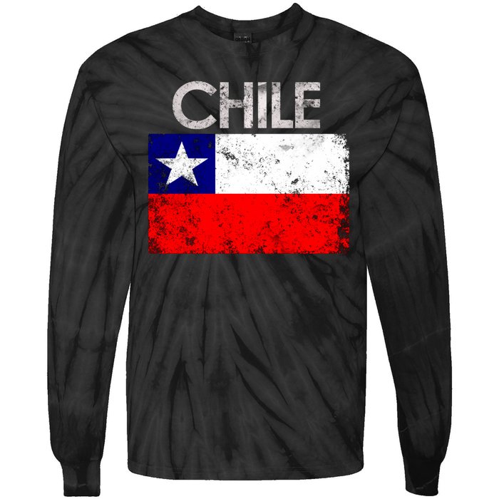 Chilean Flag Retro Chile Tie-Dye Long Sleeve Shirt