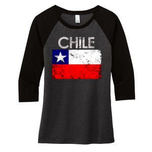 Chilean Flag Retro Chile Women's Tri-Blend 3/4-Sleeve Raglan Shirt