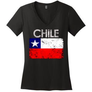 Chilean Flag Retro Chile Women's V-Neck T-Shirt