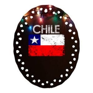 Chilean Flag Retro Chile Ceramic Oval Ornament