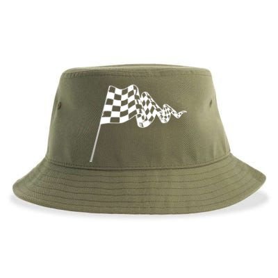 Checkered Flag Race Car Auto Racing Gift Sustainable Bucket Hat