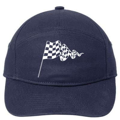 Checkered Flag Race Car Auto Racing Gift 7-Panel Snapback Hat