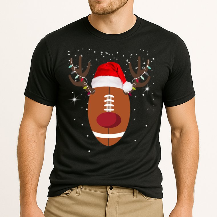 Christmas Football Reindeer Cooling Performance Crew T-Shirt