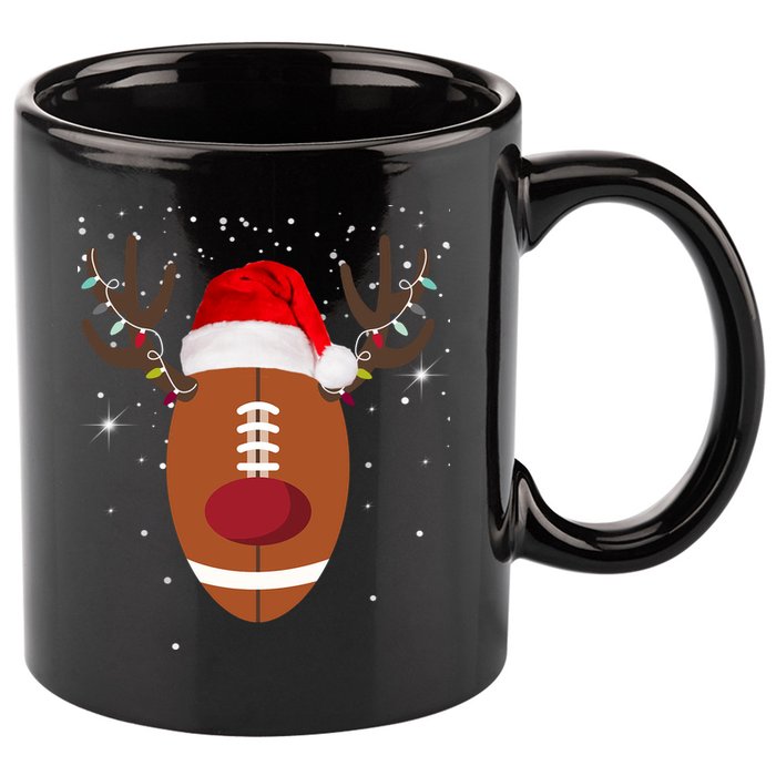 Christmas Football Reindeer 11oz C Handle Ceramic Mug