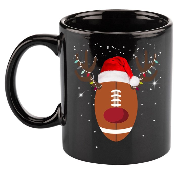 Christmas Football Reindeer 11oz C Handle Ceramic Mug