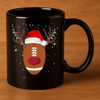 Christmas Football Reindeer 11oz C Handle Ceramic Mug