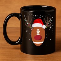 Christmas Football Reindeer 11oz C Handle Ceramic Mug