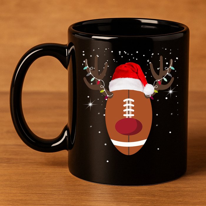 Christmas Football Reindeer 11oz C Handle Ceramic Mug