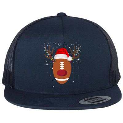 Christmas Football Reindeer Flat Bill Trucker Hat