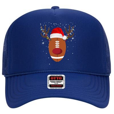 Christmas Football Reindeer High Crown Mesh Back Trucker Hat