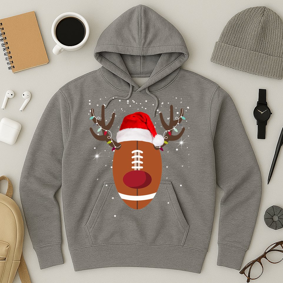 Christmas Football Reindeer Hoodie