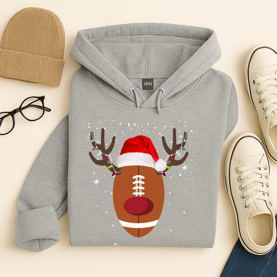 Christmas Football Reindeer Hoodie