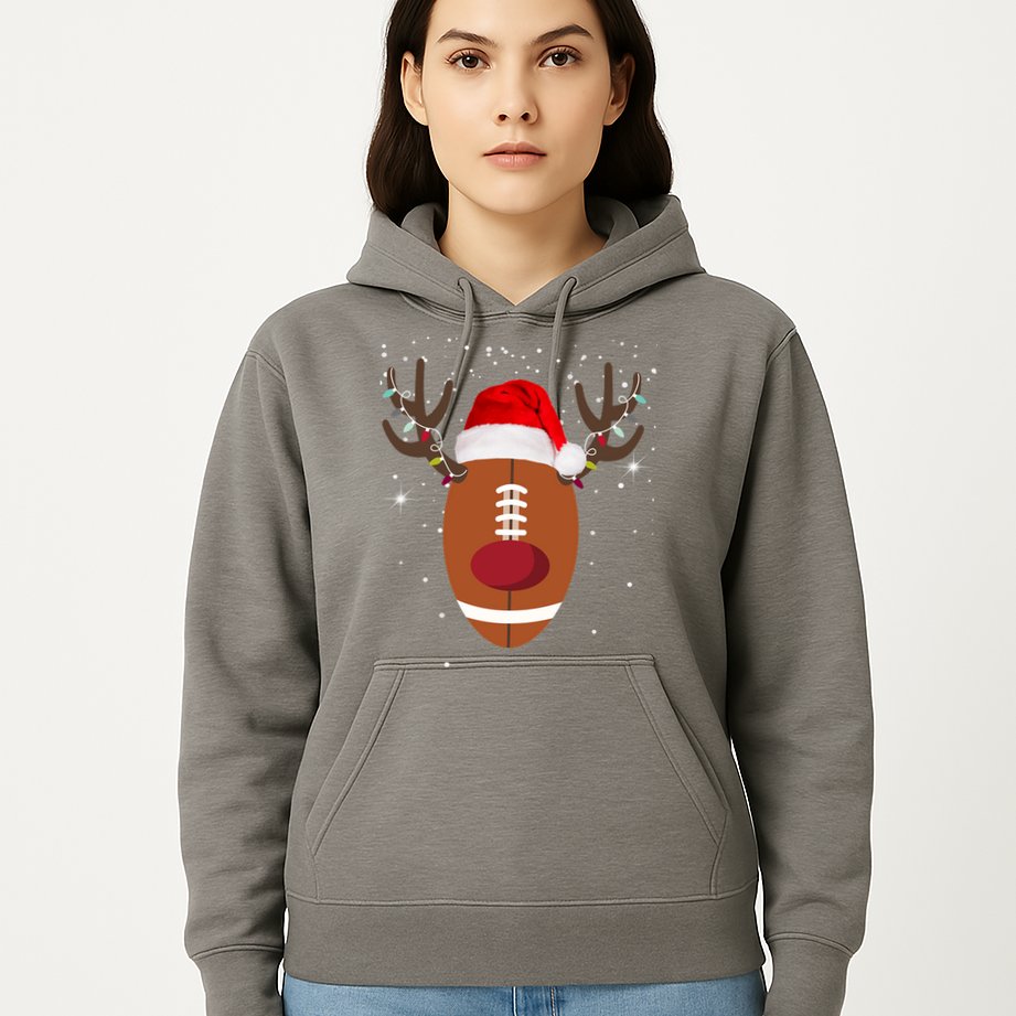 Christmas Football Reindeer Hoodie