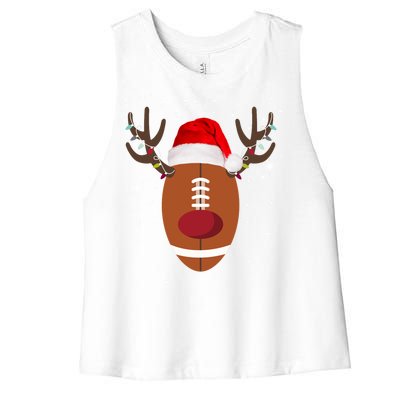 Christmas Football Reindeer Women's Racerback Cropped Tank