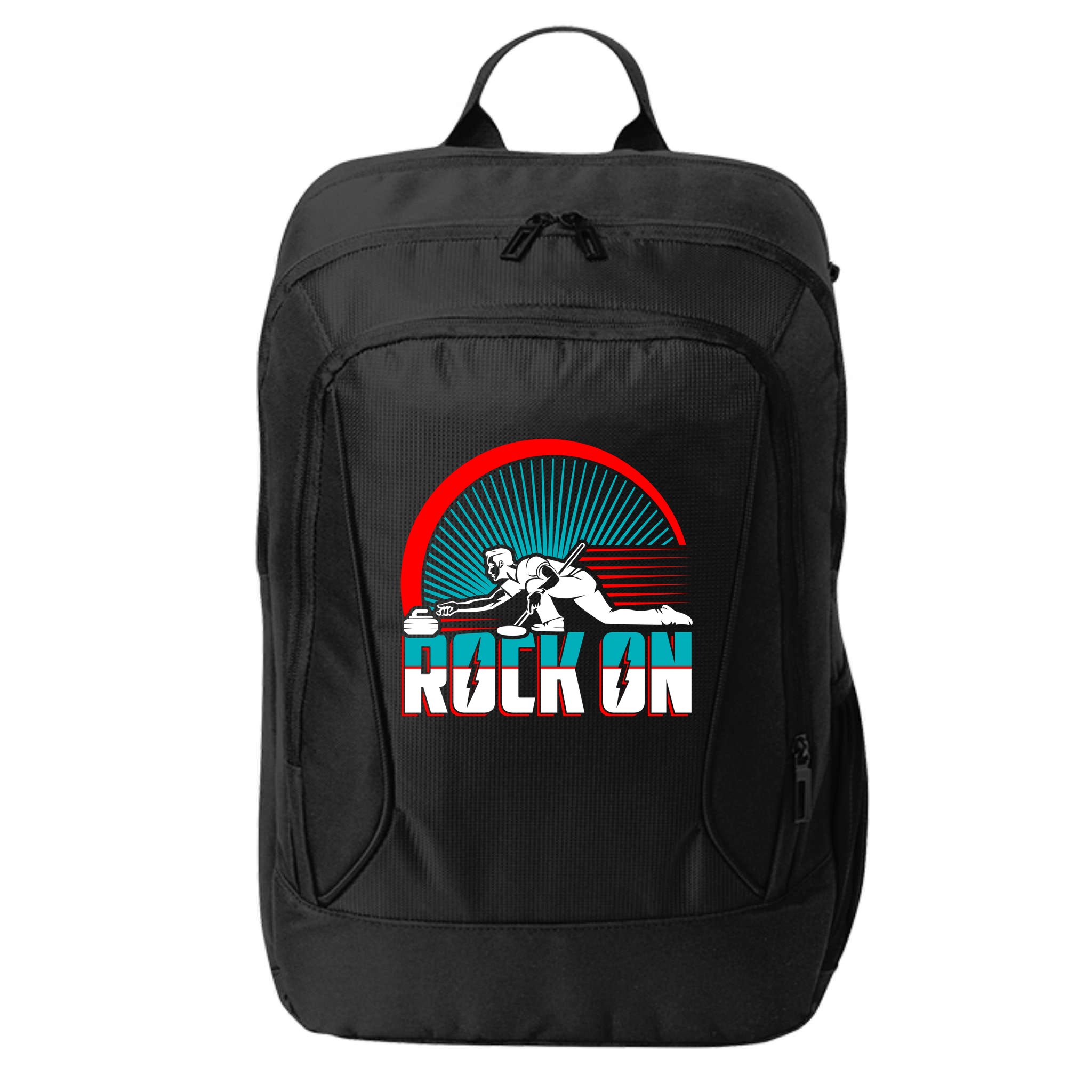 Cool Funny Rock On USA Curling Team Sports Fan City Backpack