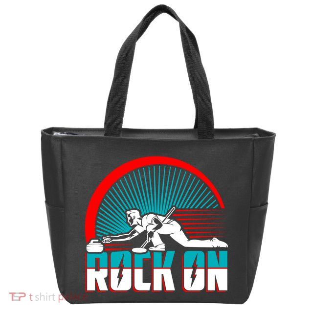 Cool Funny Rock On USA Curling Team Sports Fan Zip Tote Bag
