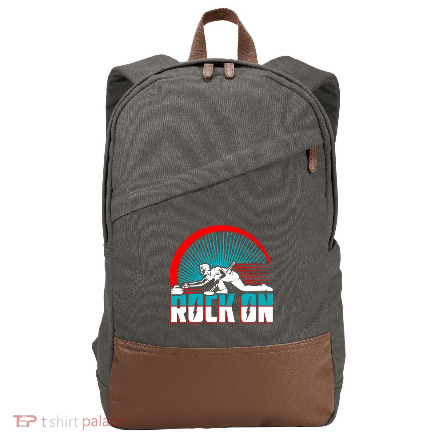 Cool Funny Rock On USA Curling Team Sports Fan Cotton Canvas Backpack