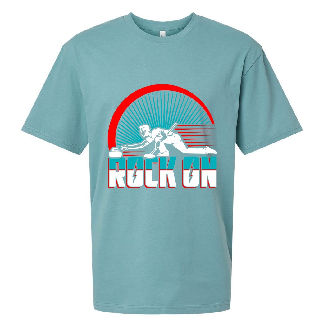 Cool Funny Rock On USA Curling Team Sports Fan Sueded Cloud Jersey T-Shirt