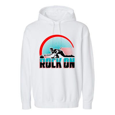 Cool Funny Rock On USA Curling Team Sports Fan Garment-Dyed Fleece Hoodie