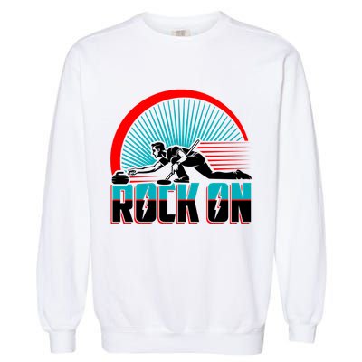 Cool Funny Rock On USA Curling Team Sports Fan Garment-Dyed Sweatshirt