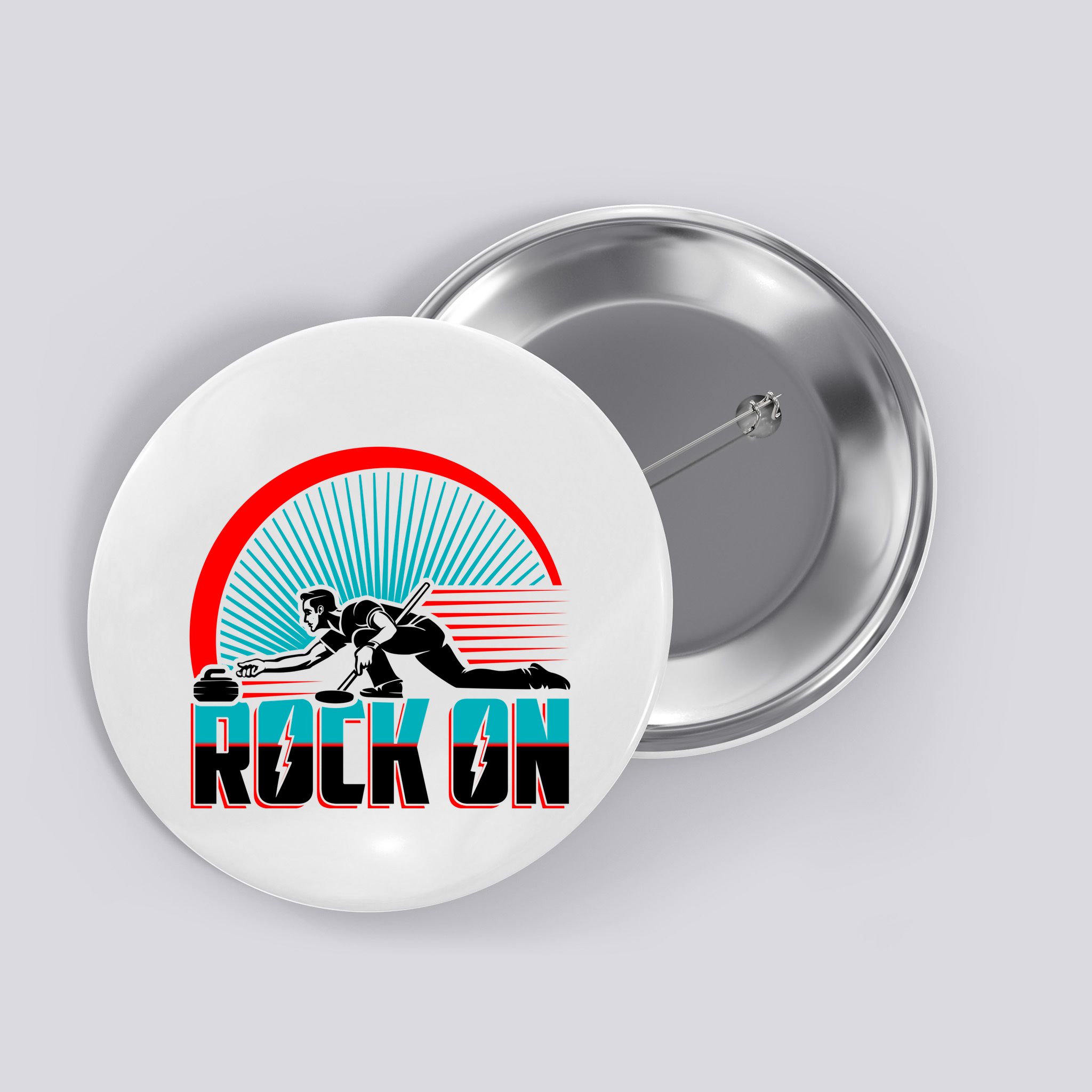 Cool Funny Rock On USA Curling Team Sports Fan Button
