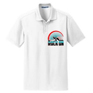 Cool Funny Rock On USA Curling Team Sports Fan Dry Zone Grid Polo