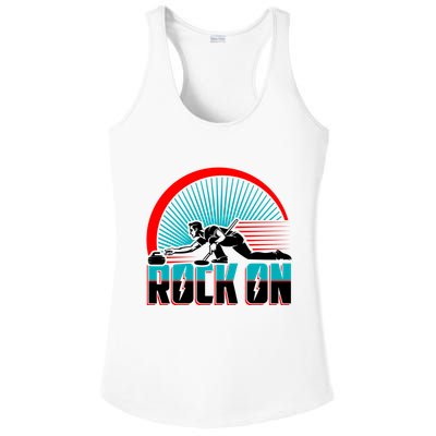 Cool Funny Rock On USA Curling Team Sports Fan Ladies PosiCharge Competitor Racerback Tank