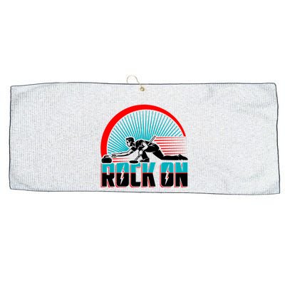 Cool Funny Rock On USA Curling Team Sports Fan Large Microfiber Waffle Golf Towel
