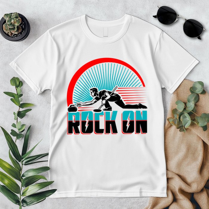 Cool Funny Rock On USA Curling Team Sports Fan Premium T-Shirt