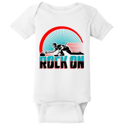 Cool Funny Rock On USA Curling Team Sports Fan Baby Bodysuit