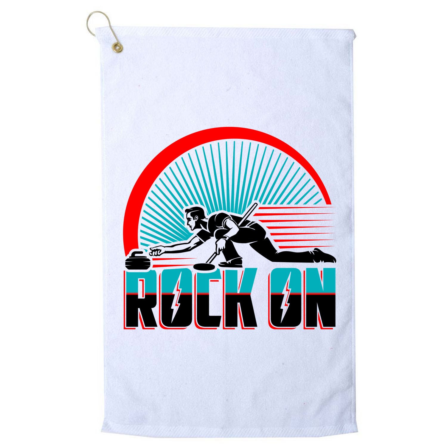 Cool Funny Rock On USA Curling Team Sports Fan Golf Towel