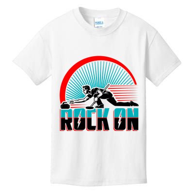 Cool Funny Rock On USA Curling Team Sports Fan Kids T-Shirt