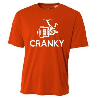 Cranky Fishing Reel Pun Humor Fisher Cooling Performance Crew T-Shirt