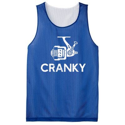 Cranky Fishing Reel Pun Humor Fisher Mesh Reversible Basketball Jersey Tank