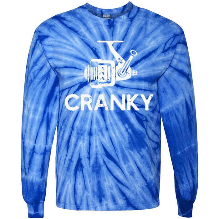 Cranky Fishing Reel Pun Humor Fisher Tie-Dye Long Sleeve Shirt