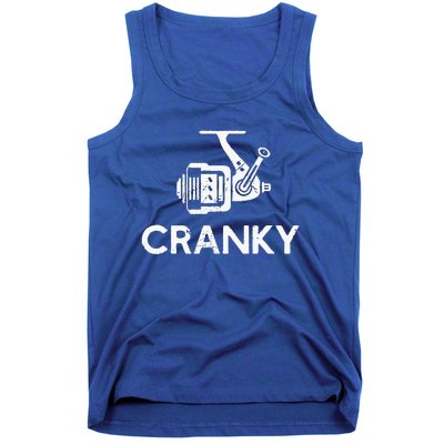 Cranky Fishing Reel Pun Humor Fisher Tank Top