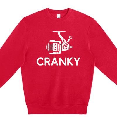 Cranky Fishing Reel Pun Humor Fisher Premium Crewneck Sweatshirt