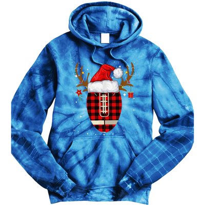 Christmas Football Reindeer Santa Hat Sport Lovers Gift Tie Dye Hoodie