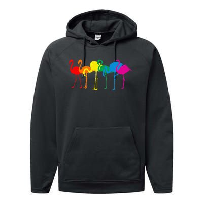 Cute Flamingo Rainbow Flamingo Performance Fleece Hoodie