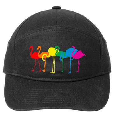 Cute Flamingo Rainbow Flamingo 7-Panel Snapback Hat