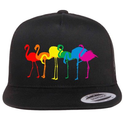 Cute Flamingo Rainbow Flamingo Flatbill Hat
