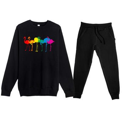 Cute Flamingo Rainbow Flamingo Premium Crewneck Sweatsuit Set