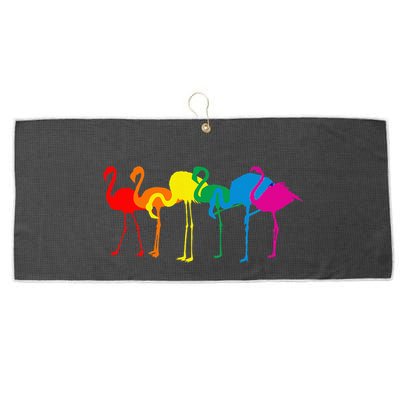 Cute Flamingo Rainbow Flamingo Large Microfiber Waffle Golf Towel