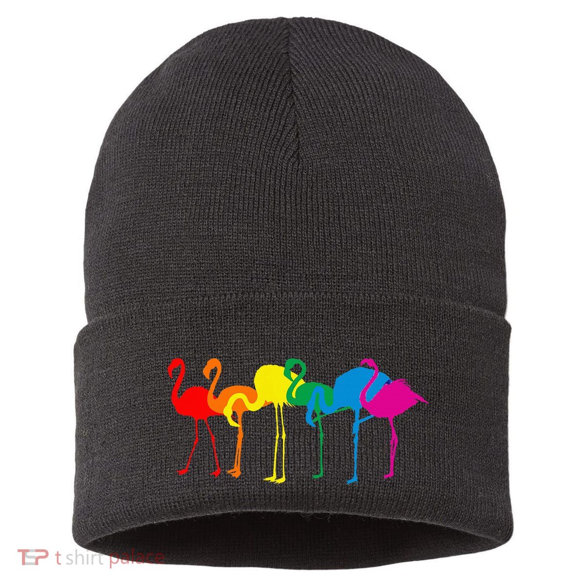 Cute Flamingo Rainbow Flamingo Sustainable Knit Beanie