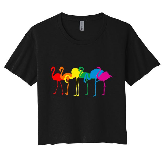 Cute Flamingo Rainbow Flamingo Crop Top